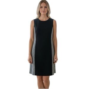 J. McLaughlin‎ Plaid Wool Cashmere Shift Dress Women’s 8 Black Gray Lined Career